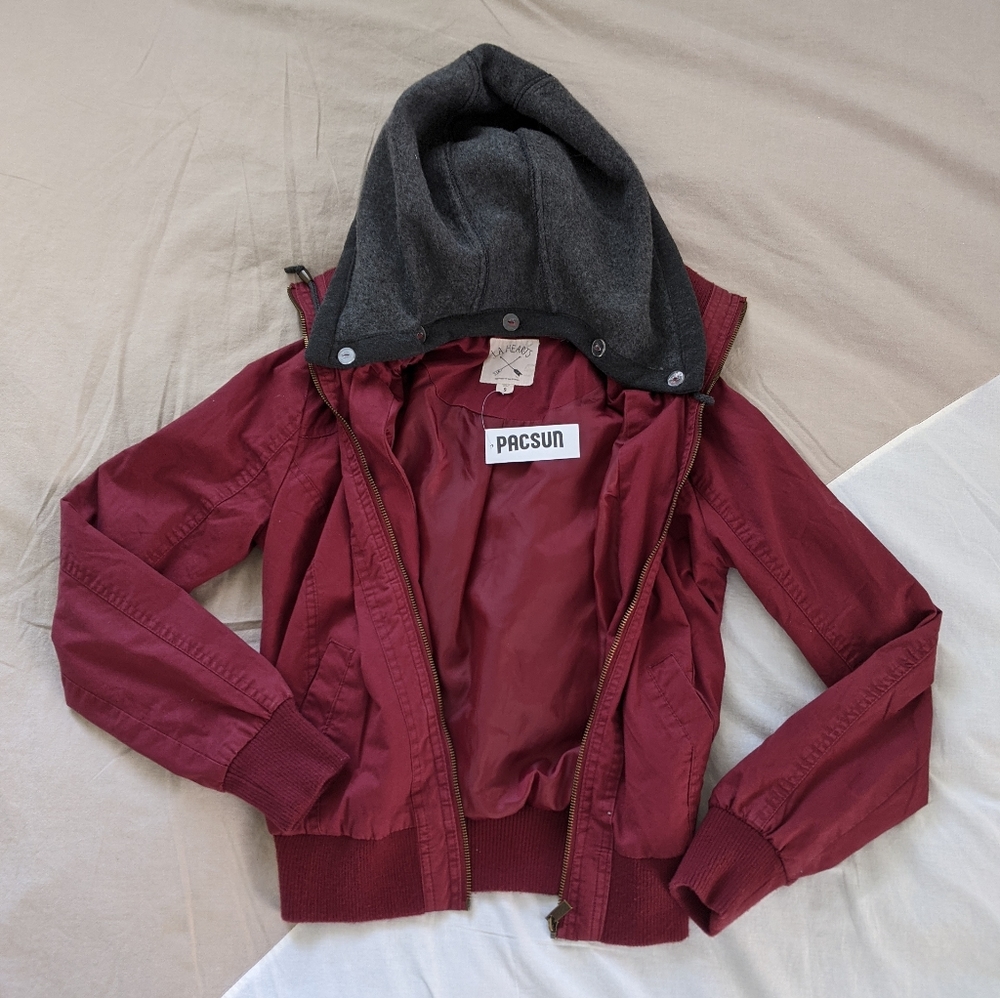 🎆 2025 SALE - NWT LA Hearts Fleece Hood Twill Bomber Jacket from PacSun